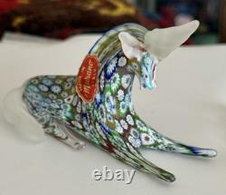 Murano Millefiori Art Glass Unicorn Vintage. Original Tag. Italy Murano Millefiori Art Glass Unicorn Vintage. Original Tag. Italy