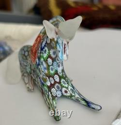 Murano Millefiori Art Glass Unicorn Vintage. Original Tag. Italy Murano Millefiori Art Glass Unicorn Vintage. Original Tag. Italy