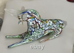Murano Millefiori Art Glass Unicorn Vintage. Original Tag. Italy Murano Millefiori Art Glass Unicorn Vintage. Original Tag. Italy