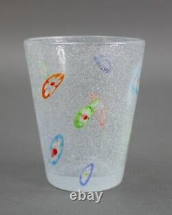 Murano Millefiori Bubble Vintage Drinking 8 oz Blown Art Glass Tumbler Set Of 4