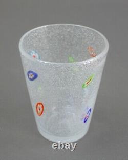 Murano Millefiori Bubble Vintage Drinking 8 oz Blown Art Glass Tumbler Set Of 4