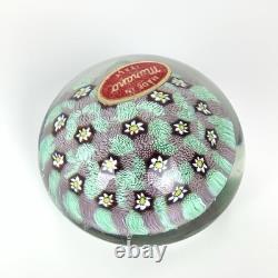Murano Millefiori Glass Paperweight Multicolor Original Sticker MCM Vtg Italy