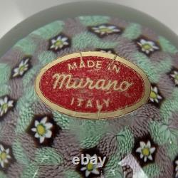 Murano Millefiori Glass Paperweight Multicolor Original Sticker MCM Vtg Italy