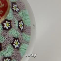 Murano Millefiori Glass Paperweight Multicolor Original Sticker MCM Vtg Italy