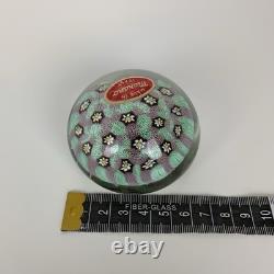 Murano Millefiori Glass Paperweight Multicolor Original Sticker MCM Vtg Italy