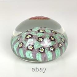 Murano Millefiori Glass Paperweight Multicolor Original Sticker MCM Vtg Italy