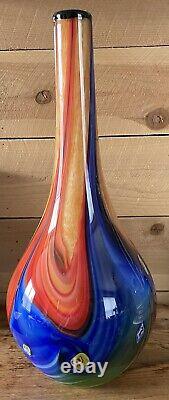 Murano Millefiori Sommerso Glass Vase Hand Blown Large Heavy 17.5 Tall Vintage