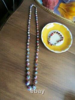 Murano Millefiori Venetian Vintage Bead Necklace Bracelet Glass Craft Lot Set