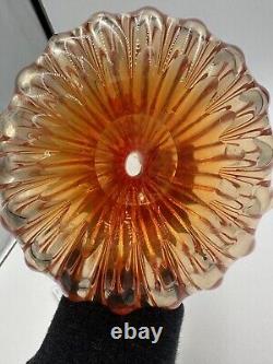 Murano Pitcher Art Glass Italy Vase Vintage Hand Blown Orange Amber Home Decor