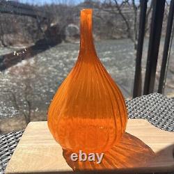 Murano Salviati Renzo Stellon Vintage Orange Large Tear Drop Vase 10.5-11