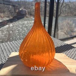 Murano Salviati Renzo Stellon Vintage Orange Large Tear Drop Vase 10.5-11