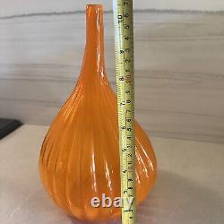 Murano Salviati Renzo Stellon Vintage Orange Large Tear Drop Vase 10.5-11