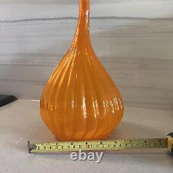 Murano Salviati Renzo Stellon Vintage Orange Large Tear Drop Vase 10.5-11