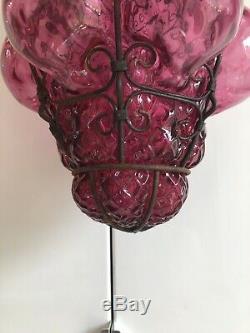 Murano Seguso Caged Lantern Light Vintage Pink Hand Blown