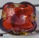 Murano Sommerso Art Glass Ashtray Dish 6 Red with Gold Casing Vintage MCM 1960s