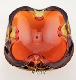 Murano Sommerso Art Glass Ashtray Dish 6 Red with Gold Casing Vintage MCM 1960s Murano Sommerso Art Glass Ashtray Dish 6 Red with Gold Casing Vintage MCM 1960s