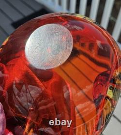 Murano Sommerso Art Glass Ashtray Dish 6 Red with Gold Casing Vintage MCM 1960s Murano Sommerso Art Glass Ashtray Dish 6 Red with Gold Casing Vintage MCM 1960s