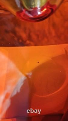 Murano Sommerso Art Glass Ashtray Dish 6 Red with Gold Casing Vintage MCM 1960s Murano Sommerso Art Glass Ashtray Dish 6 Red with Gold Casing Vintage MCM 1960s