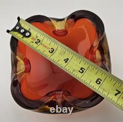 Murano Sommerso Art Glass Ashtray Dish 6 Red with Gold Casing Vintage MCM 1960s Murano Sommerso Art Glass Ashtray Dish 6 Red with Gold Casing Vintage MCM 1960s