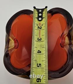 Murano Sommerso Art Glass Ashtray Dish 6 Red with Gold Casing Vintage MCM 1960s Murano Sommerso Art Glass Ashtray Dish 6 Red with Gold Casing Vintage MCM 1960s