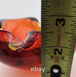 Murano Sommerso Art Glass Ashtray Dish 6 Red with Gold Casing Vintage MCM 1960s Murano Sommerso Art Glass Ashtray Dish 6 Red with Gold Casing Vintage MCM 1960s