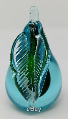 Murano Sommerso Barbini Vintage Italian Art Glass Blue & Green Pear
