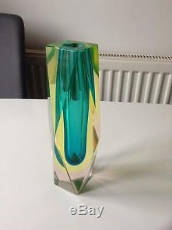 Murano Sommerso Mandruzzato Faceted Cased Vase Vintage Retro