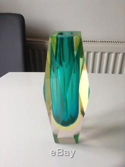 Murano Sommerso Mandruzzato Faceted Cased Vase Vintage Retro