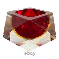 Murano Sommerso Mandruzzato Faceted MCM Geometric Bowl Art Glass