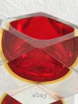 Murano Sommerso Mandruzzato Faceted MCM Geometric Bowl Art Glass