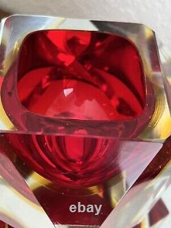 Murano Sommerso Mandruzzato Faceted MCM Geometric Bowl Art Glass