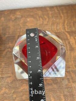 Murano Sommerso Mandruzzato Faceted MCM Geometric Bowl Art Glass