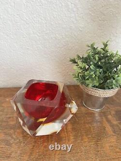 Murano Sommerso Mandruzzato Faceted MCM Geometric Bowl Art Glass