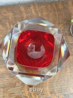 Murano Sommerso Mandruzzato Faceted MCM Geometric Bowl Art Glass