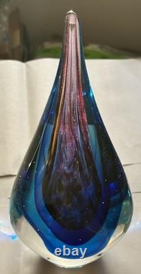 Murano Sommerso VTG Teardrop Art Glass Lot (3) 2 Bookends + Sculpture See Desc