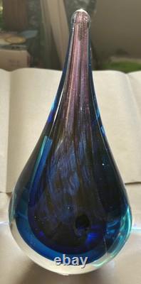 Murano Sommerso VTG Teardrop Art Glass Lot (3) 2 Bookends + Sculpture See Desc