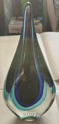 Murano Sommerso VTG Teardrop Art Glass Lot (3) 2 Bookends + Sculpture See Desc