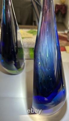 Murano Sommerso VTG Teardrop Art Glass Lot (3) 2 Bookends + Sculpture See Desc