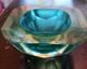 Murano Sommerso Vintage Diamond Cut Glass Bowl-blue/green