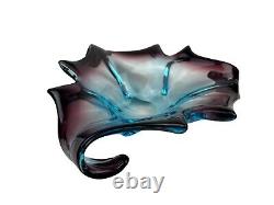 Murano Sommerso Vintage Large Italian Art Glass Sculpted Centerpiece 10 Bowl