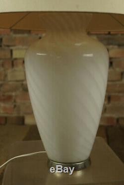 Murano Swirl Glass Table Lamp, Vintage 1970s Light Venini