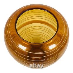 Murano Threaded Amber Glass Vase Swirl Hand Blown Vintage MCM Bianconi Style 13