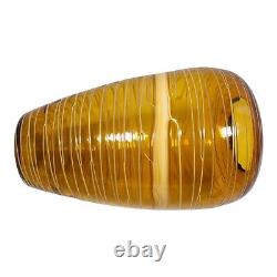 Murano Threaded Amber Glass Vase Swirl Hand Blown Vintage MCM Bianconi Style 13