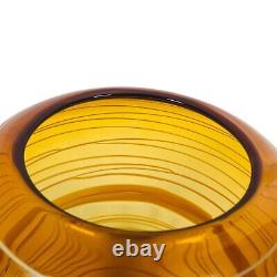 Murano Threaded Amber Glass Vase Swirl Hand Blown Vintage MCM Bianconi Style 13