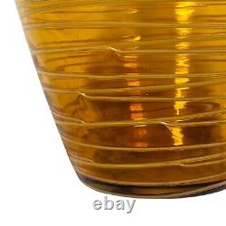 Murano Threaded Amber Glass Vase Swirl Hand Blown Vintage MCM Bianconi Style 13