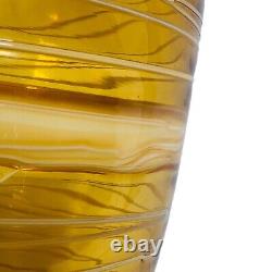 Murano Threaded Amber Glass Vase Swirl Hand Blown Vintage MCM Bianconi Style 13