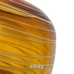 Murano Threaded Amber Glass Vase Swirl Hand Blown Vintage MCM Bianconi Style 13