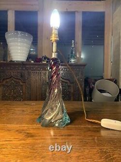 Murano Twisted Glass Table Lamp, Rewired 1950s Seguso, Vintage