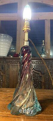 Murano Twisted Glass Table Lamp, Rewired 1950s Seguso, Vintage