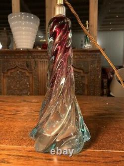 Murano Twisted Glass Table Lamp, Rewired 1950s Seguso, Vintage